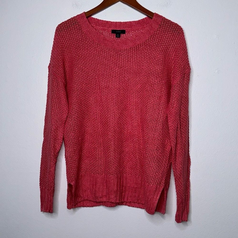 J. Crew Linen Crewneck Knit Pullover Sweater Womens Size Small